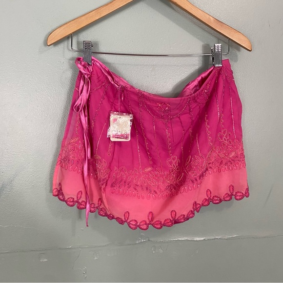 Free People Pink Embroidered Wrap Skort - Picture 7 of 12